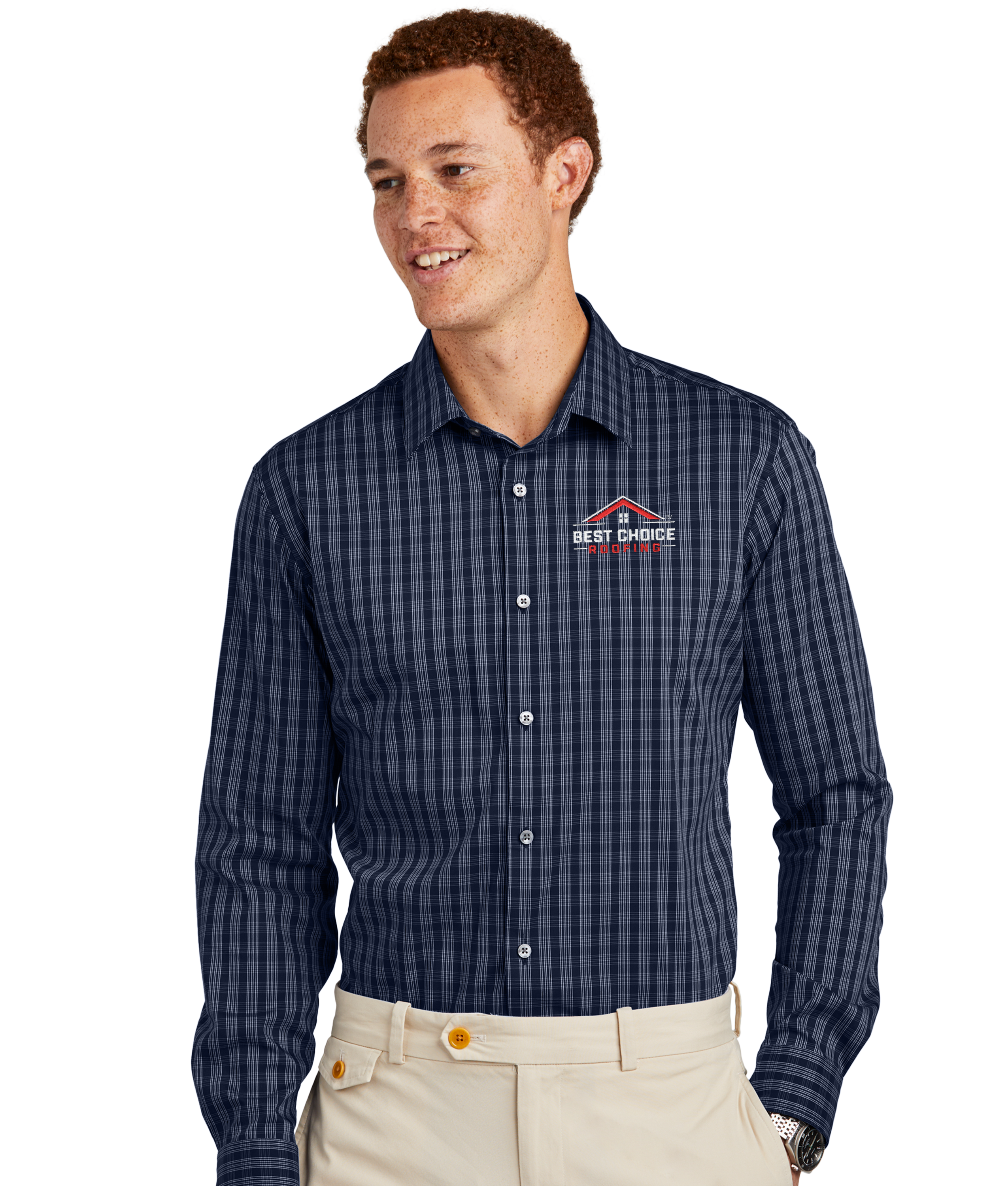 BCR Brooks Brothers® Tech Stretch Patterned Shirt Navy