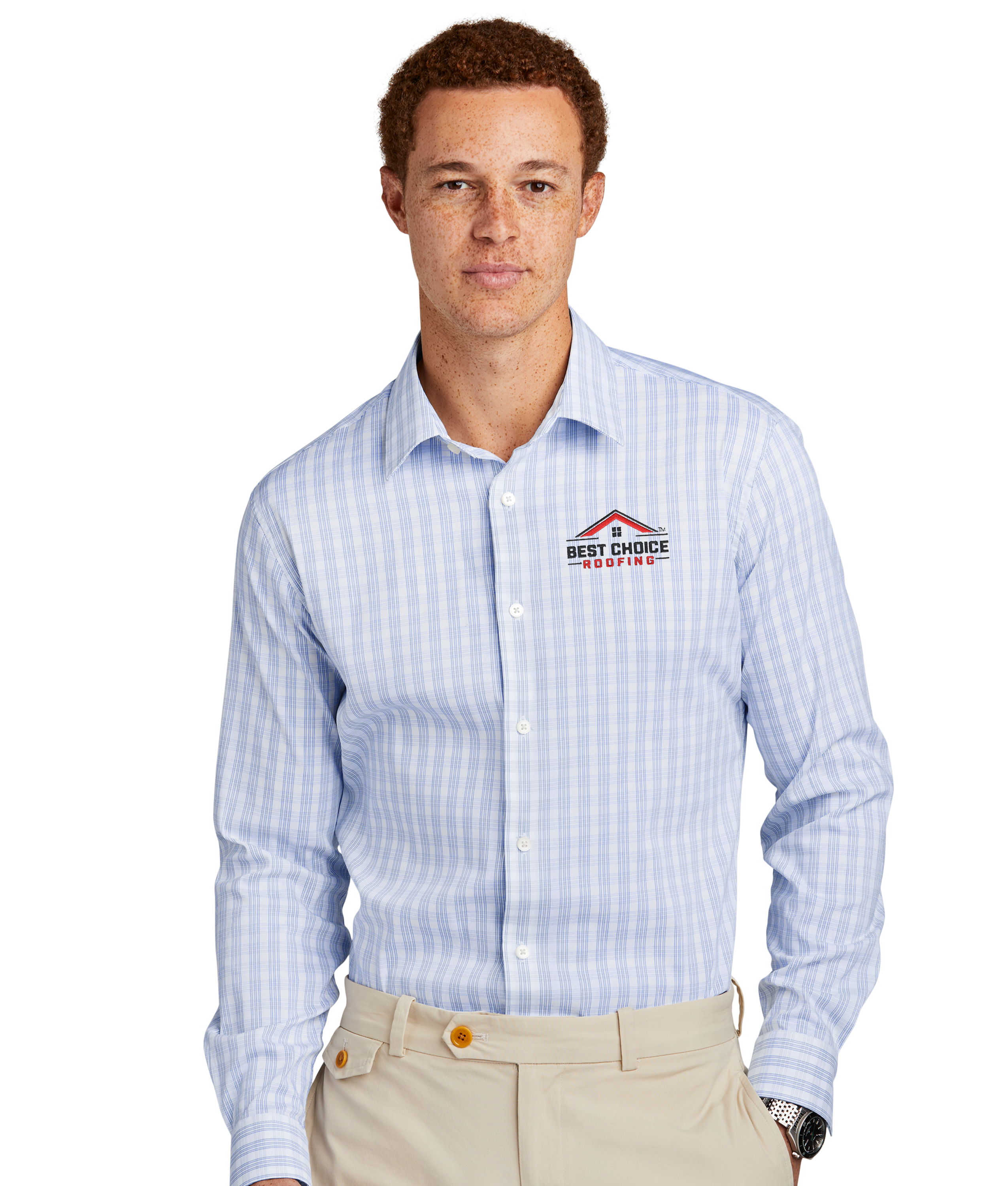 BCR Brooks Brothers® Tech Stretch Patterned Shirt Light Blue