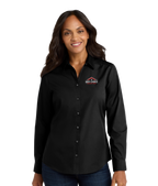 BCR Women's Long Sleeve Carefree Poplin Shirt - Black