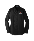 BCR Women's Long Sleeve Carefree Poplin Shirt - Black