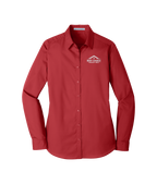 BCR Women's Long Sleeve Carefree Poplin Shirt - Red