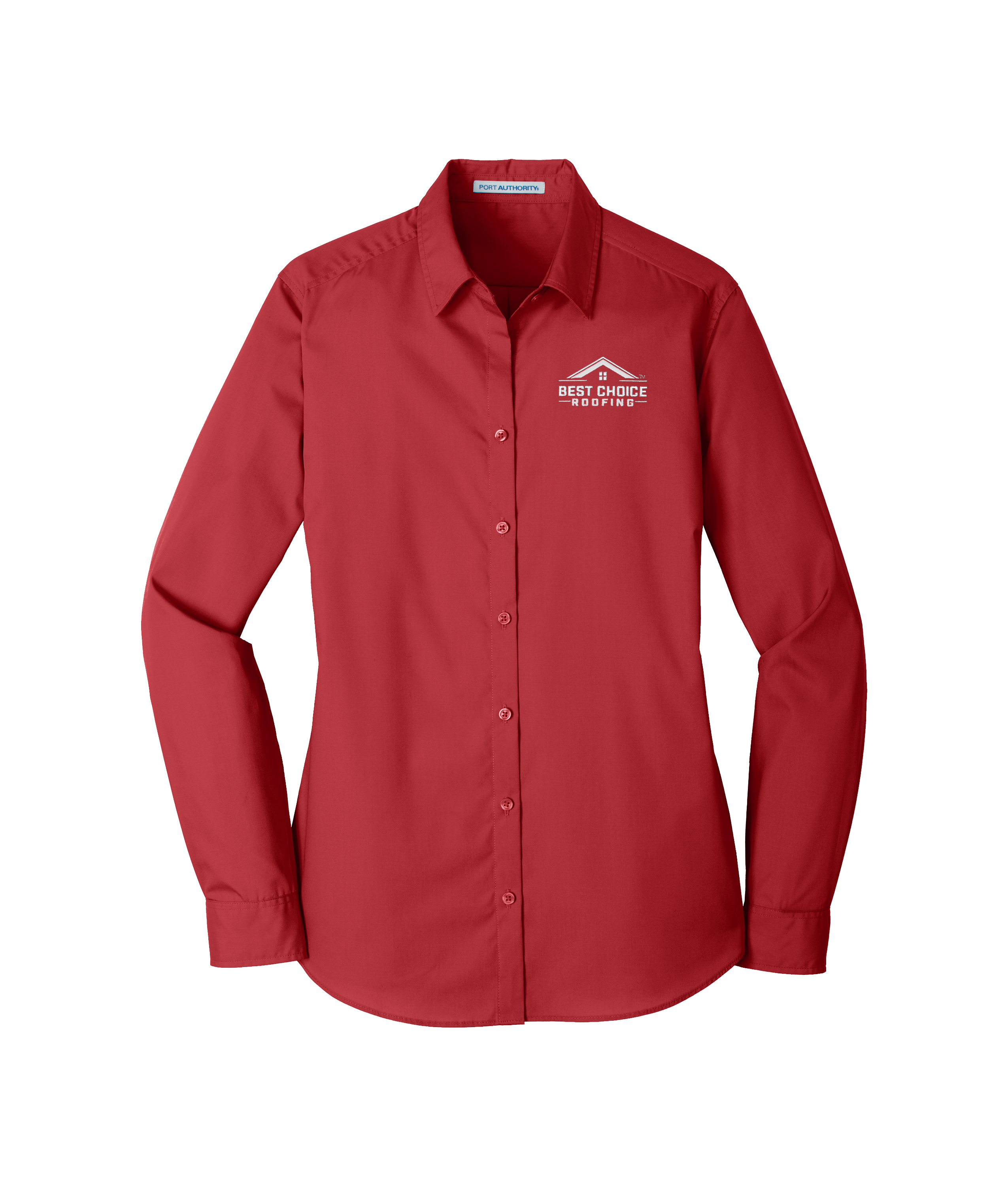 BCR Women's Long Sleeve Carefree Poplin Shirt - Red