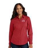 BCR Women's Long Sleeve Carefree Poplin Shirt - Red